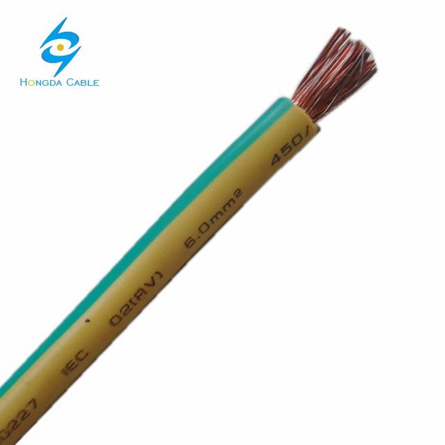 450/750v Yellow/Green Color 6mm yellow green earth grounding cable