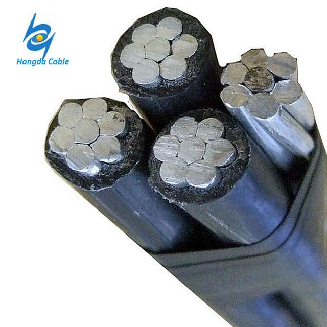 600 V Kabel ABC Aluminium Quadruplex Layanan Drop Konduktor Covered Jalur