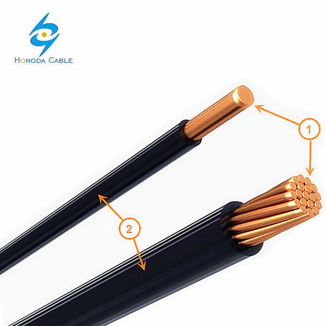 600 v THW AWG Kabel 8awg Single Core Kabel Zwart Rood Kleur