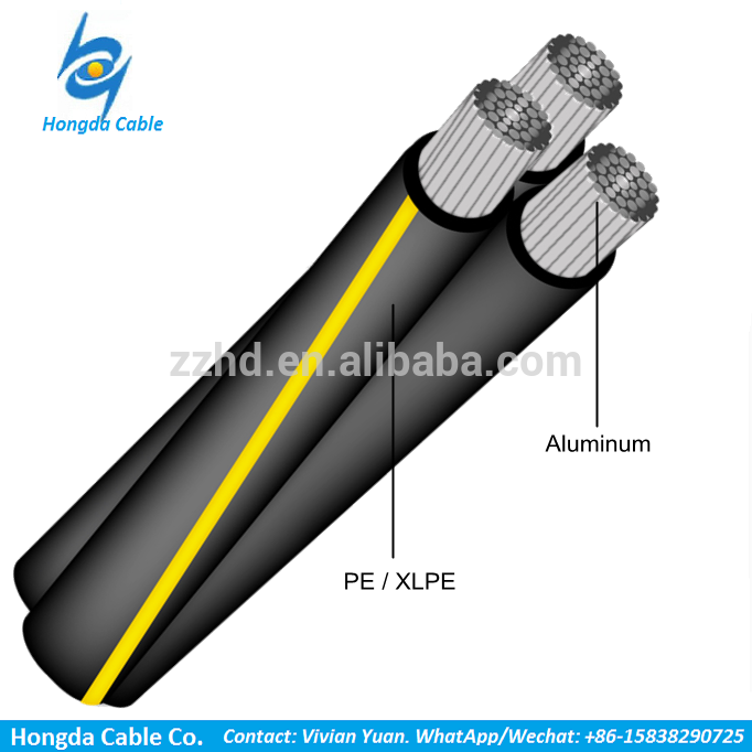 600 v aluminium overhead triplex Sweetbriar urd-4/0-4/0-2/0 kabel penguburan langsung