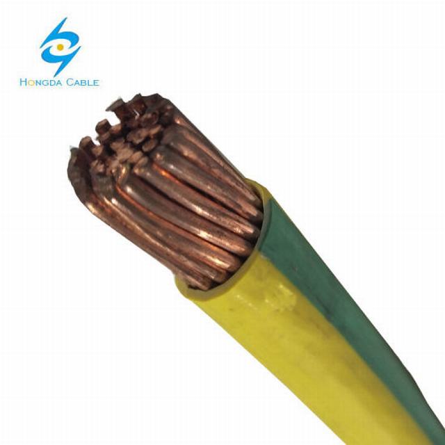 95mm amarillo y verde Cable aislado de PVC de un solo núcleo de Cable de cobre