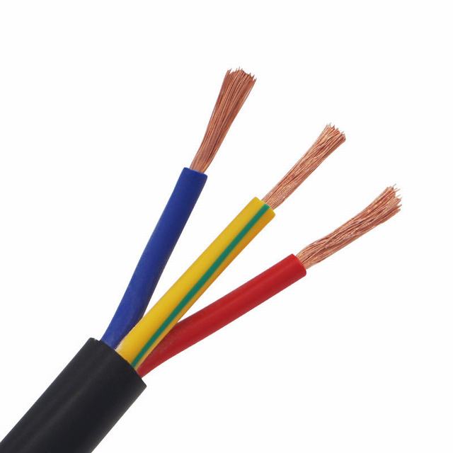 Usine meilleur prix couleur noire ou jaune RVV 3 cores fil électrique En Cuivre, câble électrique