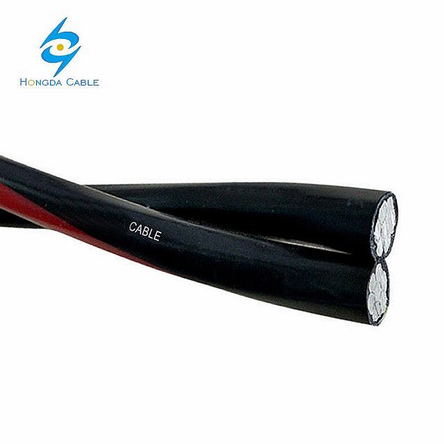 Low Voltage Overhead Aluminum Twisted Selfsupporting ABC Cable 2 Core