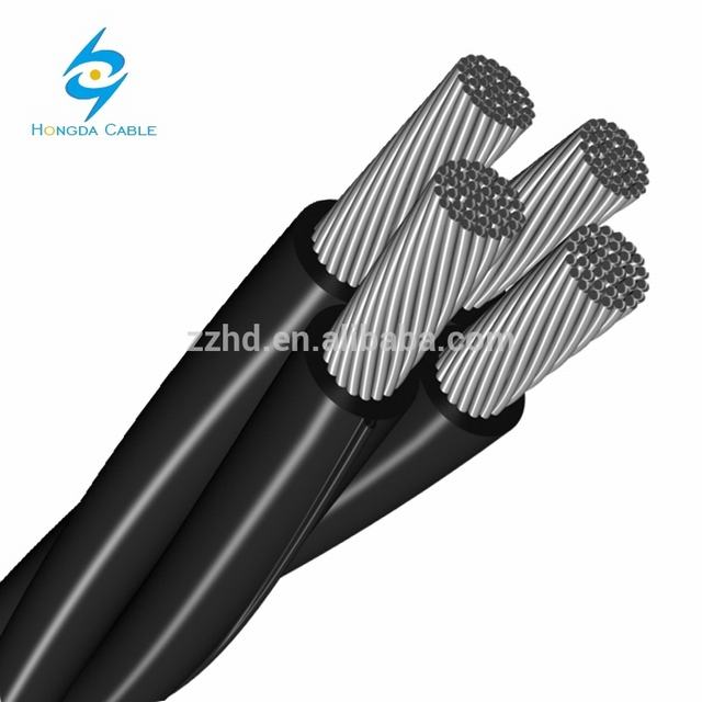 Abc trenzado de Cables de cuatro núcleos con aislamiento de pvc de triplex de aluminio trenzado conductor cable de alambre