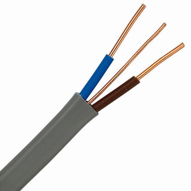 Cable de cobre 1,5mm 2,5mm 4mm doble y la tierra cable 2 núcleo o 2 + 1 núcleo plano cable