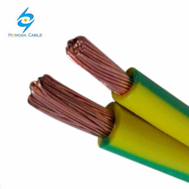 Vert-jaune couleur flexible isolé par PVC de cuivre fil de terre électrique 10mm2 16m2