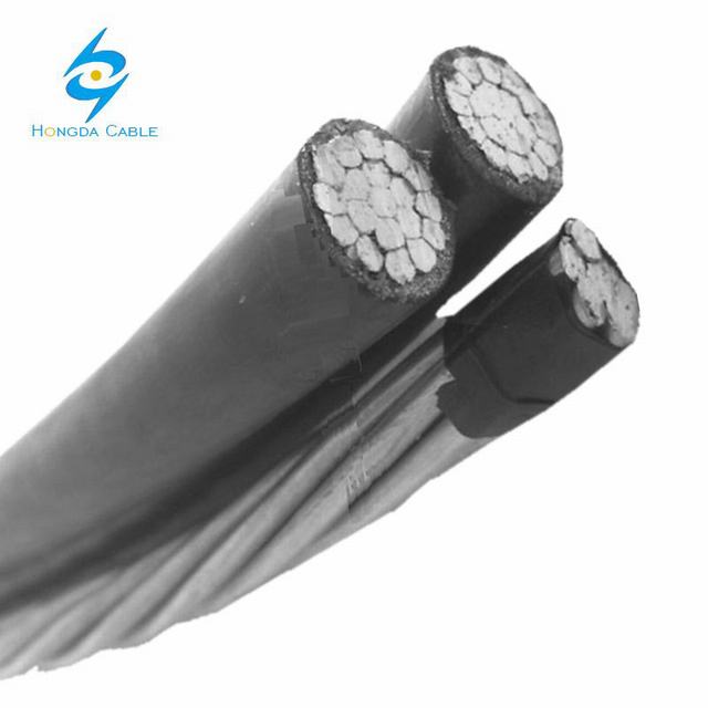 triplex aluminum cable 2*2awg+2awg PE insulated drop service cable